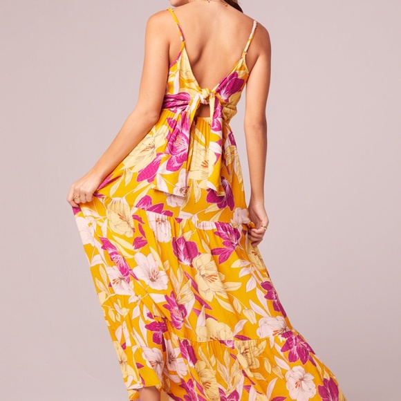 [NWT] Free People B.O.G Collective GOLD FLORAL COWL NECK MAXI SUMMER DRESS - Picture 3 of 11